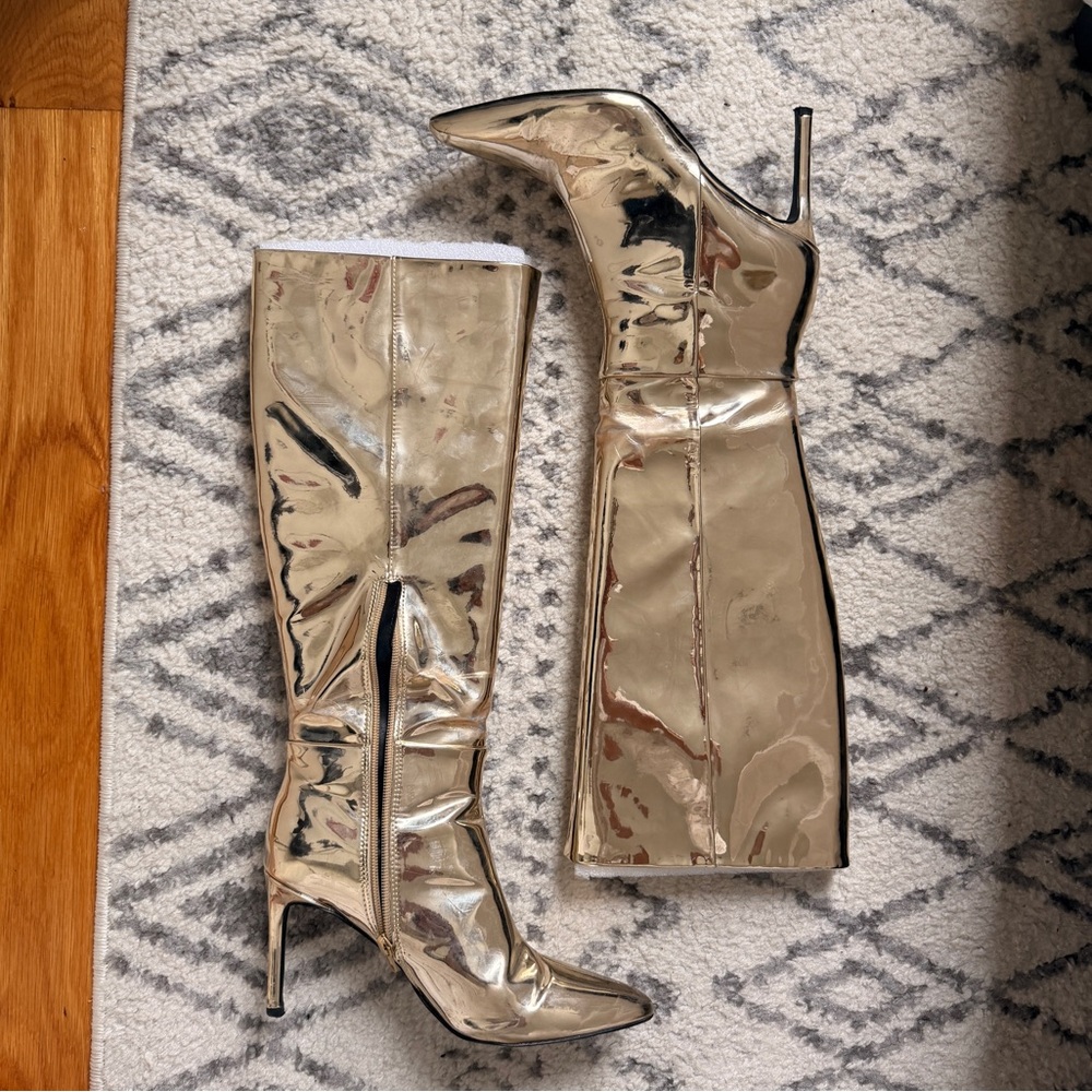Steve Madden Gold Stiletto knee high boots